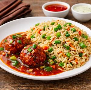 Veg Manchurian(2pcs) + Fried Rice