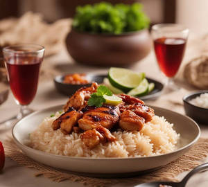 Khao Gai Daeng ( Thai Red Bbq Chicken Rice )