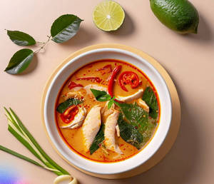 Tom Yum Nam Sai Gai ( Clear Thai Hot & Sour Chicken Soup )