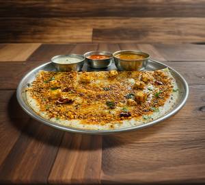 Paneer Podi Dosa (Served With White Chutney, Laal Chutney And Sambhar)