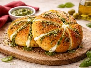 Pesto Cream Cheese Garlic Bread