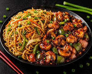 Chowmein+mushroom Chilli