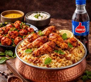 Wings biryani+chicken 65(12 pieces) +250ml thumps up