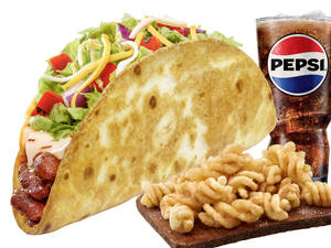 Crunchy Wheat Taco Pinto Bean + Cinnamon Twist + Pepsi Regular
