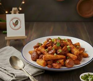 Baby Corn And Mushroom With Hot Garlic Sauce