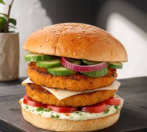 Double aloo tikki burger