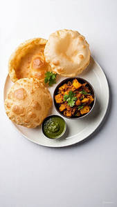 3 Plain Poori With Masaledaar Aalo (dry)