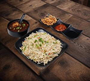 Veg Fried Rice With Paneer Manchurian & French Fries
