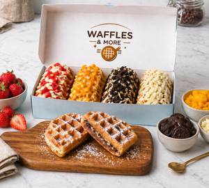 Mini Waffle Box Of 4 - Strawberry + Mango + Oreo + White Choco
