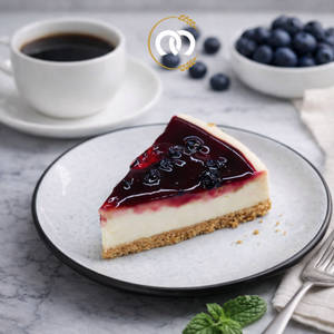 Blueberry Baked Cheese Cake Slice