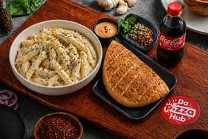 White Sauce Pasta + Garlic Bread + Coke