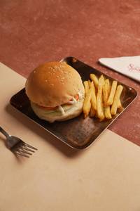 Aloo Tikki Burger with Fries