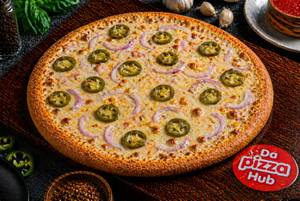 Cheese Onion and Jalapeno Pizza