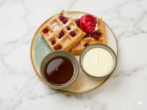 Waffles Fresh Fruits & Maple Syrup