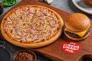 Onion Pizza [4 Slices, 7 inches] + Cheese Burger
