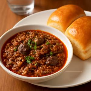 Keema Tey Kaleji Served With Pav