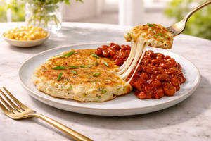 Corn And Cheese Pancake With Beans