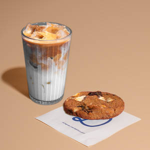 Iced Latte with S'mores Chocolate Chunk Cookie