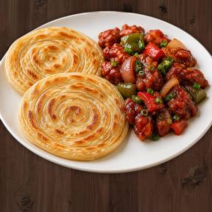 Chicken Chilly Gravy With Latcha Pratha 2Pcs
