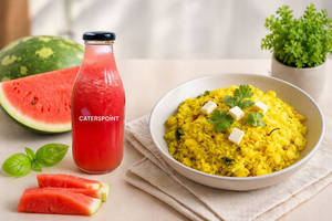 Cilantro Lemon Poha + Watermelon Juice