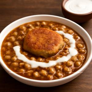 Chola Tikkiya with Curd