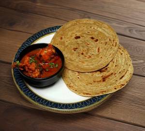 Chicken kosha [2 pieces] with 2 laccha parotta