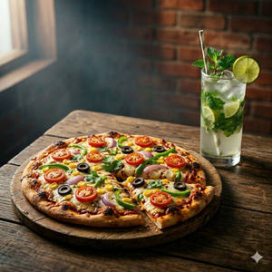 Farmhouse Pizza (regular) + Virgin Mojito