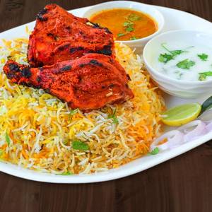 Plain Biryani + Chicken Poppers (R) + Raita