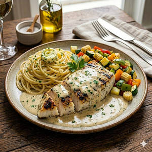 Grilled Fish In Creamy Butter Garlic Sauce