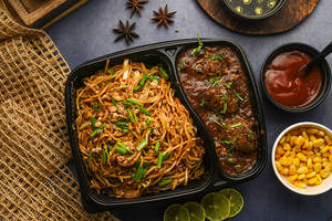 Veg Manchurian Gravy (4pcs) + Veg Chilli Garlic Noodles