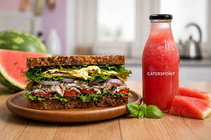 Egg And Chicken Sandwich + Watermelon Juice