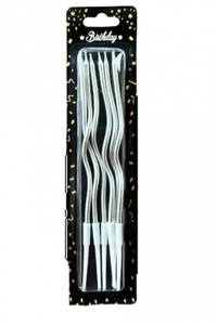 Spiral Silver Candles 1 Pack