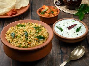 Curry leaf Ghee Podi Rice Bowl + Mini Curd Rice + Vepudu