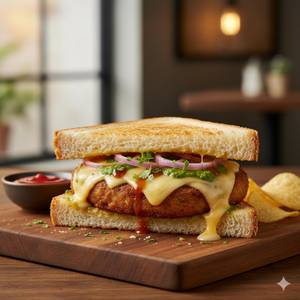 Cheesy Aloo Tikki Sandwich