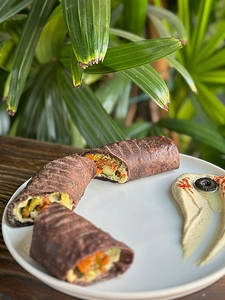 Grilled Exotic Vegetable In Hummus Multigrain Wrap