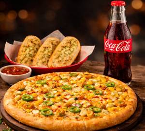Corn Cheese Pizza + fries + coke