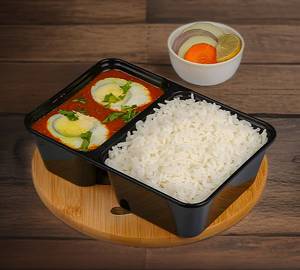 White rice with egg curry