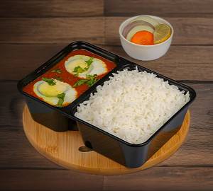 White rice with egg curry