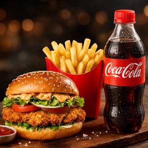 Veg Burger + Fries + Coke 250Ml