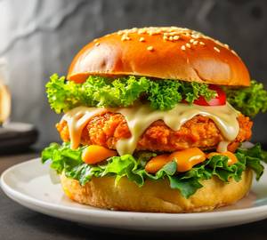 Spicy chicken cheese burger