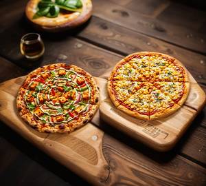 Tandoori Paneer Pizza +Corn Pizza [7 inches] +Stuffed Garlic Bread + Dip