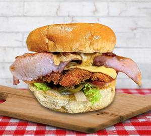 Fried Chicken Bacon Cheeseburger