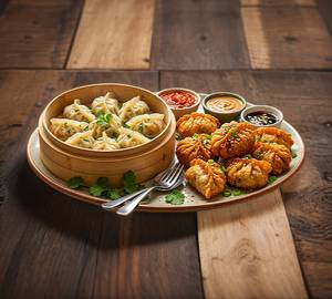 Veg Steam Momos With Veg Fried Momos