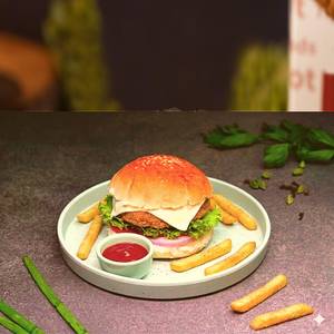 Veg Cheese Burger +French Fries (Small) 