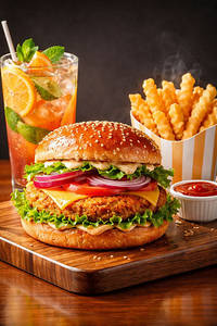 Crunchy Spicy Veg Burger Meal