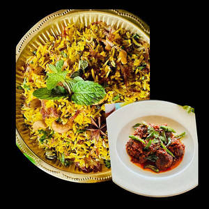 Nawabi Biryani & Spicy Neat Balls With Soft Drink