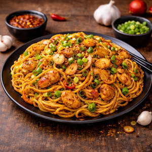 Chicken Burnt Garlic Hakka Noodles
