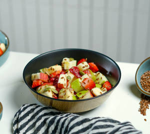 Fresh Seasonal Fruit Bowl With Organic Honey