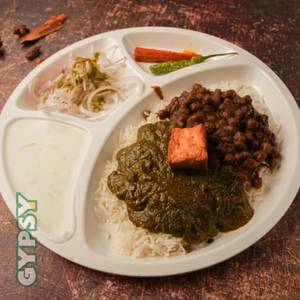 Rice with Palak Chole and Raita