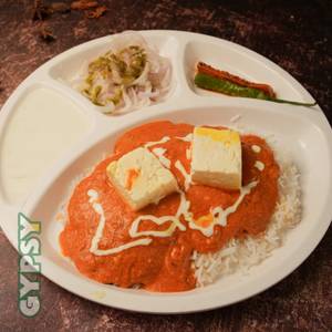 Rice with Paneer Sabzi and Raita